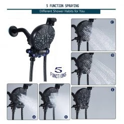 ELLO&ALLO Single-Handle 48-Spray Tub and Shower Faucet and Handheld Combo with 5 in. Shower Head in Matte Black (Valve Included) -Bathroom Faucets Store matte black ello allo bathtub shower faucet combos es b t1006 4f 1000 1