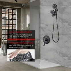 ELLO&ALLO Single-Handle 24-Spray Shower Faucet and Handheld Shower Combo with 5 in. Shower Head in Matte Black -Bathroom Faucets Store matte black ello allo shower faucets as b 1001 fa 1000