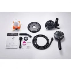 ELLO&ALLO Single-Handle 24-Spray Shower Faucet & Handheld Shower Combo Set with 5 in. Shower Head in Matte Black (Valve Included) -Bathroom Faucets Store matte black ello allo shower faucets es b 1001 44 1000 1