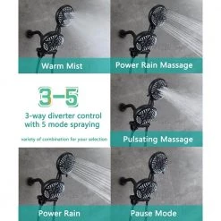 ELLO&ALLO Single-Handle 24-Spray Shower Faucet & Handheld Shower Combo Set with 5 in. Shower Head in Matte Black (Valve Included) -Bathroom Faucets Store matte black ello allo shower faucets es b 1001 4f 1000 1