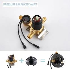 ELLO&ALLO LED Single-Handle 48-Spray Shower Faucet and Power Wash Handheld Combo with LED Display in Matte Black (Valve Included) -Bathroom Faucets Store matte black ello allo shower faucets es b 1007 44 1000