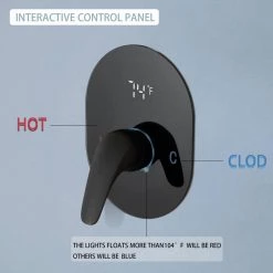 ELLO&ALLO LED Single-Handle 48-Spray Shower Faucet and Power Wash Handheld Combo with LED Display in Matte Black (Valve Included) -Bathroom Faucets Store matte black ello allo shower faucets es b 1007 4f 1000