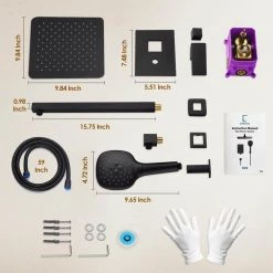 EVERSTEIN 3-Spray Patterns with 2.5 GPM 10 in. Wall Mount Dual Shower Heads with Handheld in Matte Black (Valve Included) -Bathroom Faucets Store matte black everstein dual shower heads sf 2f10w 6646 bk 77 1000