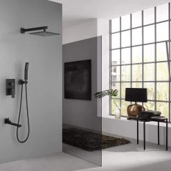 GIVING TREE 3-Spray Patterns with 2.0 GPM 10 in. Tub Wall Mount Dual Shower Heads Handshower in Matte Black -Bathroom Faucets Store matte black giving tree dual shower heads xlhddtsh0004 31 1000