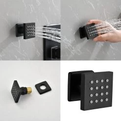 GIVING TREE 6-Spray Patterns 10 in. Wall Mount Dual Shower Head with 4-Side Sprayer 3-Function Shower System in Matte Black -Bathroom Faucets Store matte black giving tree dual shower heads xlhddtsh0033 44 1000