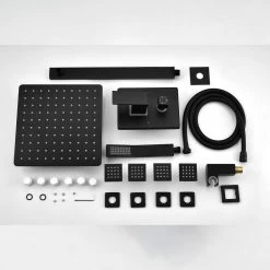 GIVING TREE 6-Spray Patterns 10 in. Wall Mount Dual Shower Head with 4-Side Sprayer 3-Function Shower System in Matte Black -Bathroom Faucets Store matte black giving tree dual shower heads xlhddtsh0033 77 1000