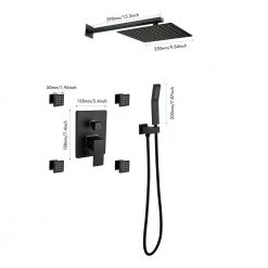 GIVING TREE 6-Spray Patterns 10 in. Wall Mount Dual Shower Head with 4-Side Sprayer 3-Function Shower System in Matte Black -Bathroom Faucets Store matte black giving tree dual shower heads xlhddtsh0033 c3 1000