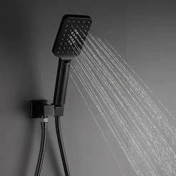 GIVING TREE Single-Handle 3-Spray Ceiling Mount 12 in. Square Shower Faucet with Hand Shower in Matte Black (Valve Included) -Bathroom Faucets Store matte black giving tree shower faucets hdyn zg0014 44 1000