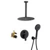 GIVING TREE Single-Handle 3-Spray Ceiling Mount 10 in. Shower Faucet with Hand Shower in Matte Black (Valve Included)