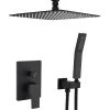 GIVING TREE 1-Handle 2-Spray High Pressure Ceiling Mount 12 in. Shower Head with Hand Shower Faucet in Matte Black (Valve Included)