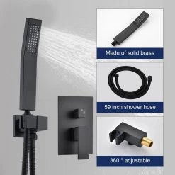 GIVING TREE Single-Handle 2-Spray 16 in. Ceiling Mount Rainfall Shower Heads 360° Swivel with Hand Shower Faucet in Matte Black -Bathroom Faucets Store matte black giving tree shower faucets xlhddotu0101 1f 1000