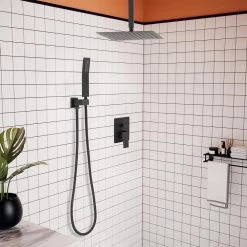 GIVING TREE Single-Handle 2-Spray 16 in. Ceiling Mount Rainfall Shower Heads 360° Swivel with Hand Shower Faucet in Matte Black -Bathroom Faucets Store matte black giving tree shower faucets xlhddotu0101 31 1000