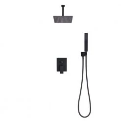 GIVING TREE Single-Handle 2-Spray 16 in. Ceiling Mount Rainfall Shower Heads 360° Swivel with Hand Shower Faucet in Matte Black -Bathroom Faucets Store matte black giving tree shower faucets xlhddotu0101 fa 1000