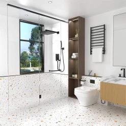 GIVING TREE Single-Handle 2-Spray Square High Pressure 12 in. Shower Head with Hand Shower Faucet in Matte Black (Valve Included) -Bathroom Faucets Store matte black giving tree shower faucets xlhddotu0105 31 1000