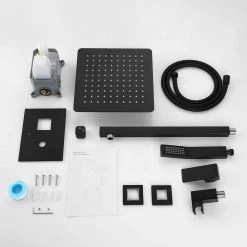 GIVING TREE Single-Handle 2-Spray High Pressure Wall Mount 10 in. Shower Head Hand Shower Faucet in Matte Black (Valve Included) -Bathroom Faucets Store matte black giving tree shower faucets xlhddtfh0022 fa 1000