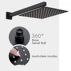 GIVING TREE 1-Handle 2-Spray Square Wall Mount Shower Faucet with 12 in. Shower Head Shower Hand in Matte Black (Valve Included) -Bathroom Faucets Store matte black giving tree shower faucets xlhddtfh0026 1f 1000