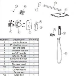 GIVING TREE 1-Handle 2-Spray Square Wall Mount Shower Faucet with 12 in. Shower Head Shower Hand in Matte Black (Valve Included) -Bathroom Faucets Store matte black giving tree shower faucets xlhddtfh0026 76 1000