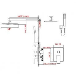GIVING TREE 1-Handle 2-Spray Square Wall Mount Shower Faucet with 12 in. Shower Head Shower Hand in Matte Black (Valve Included) -Bathroom Faucets Store matte black giving tree shower faucets xlhddtfh0026 c3 1000