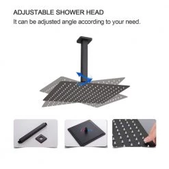 GIVING TREE Single Handle 2-Spray Square Ceiling Mount Shower Faucet with 12 in. Hand Shower in Matte Black (Valve Included) -Bathroom Faucets Store matte black giving tree shower faucets xlhddtfh0028 44 1000