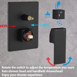 GIVING TREE Single Handle 2-Spray Square Ceiling Mount Shower Faucet with 12 in. Hand Shower in Matte Black (Valve Included) -Bathroom Faucets Store matte black giving tree shower faucets xlhddtfh0028 4f 1000