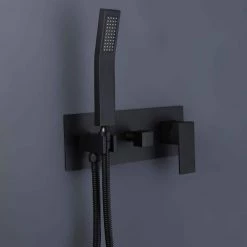 GIVING TREE Single Handle 2-Spray with 12 in. Tub Shower Faucet High Pressure Shower Heads in Matte Black (Valve Included) -Bathroom Faucets Store matte black giving tree shower faucets xlhdmmtm0004 1f 1000