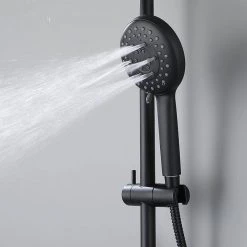 GIVING TREE 4-Spray Function Wall Bar Shower Kit with Showerhead Hand Shower Adjustable Slide Bar and Soap Dish in Matte Black -Bathroom Faucets Store matte black giving tree wall bar shower kits xlhddtfa0169 1f 1000
