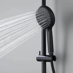 GIVING TREE 4-Spray Function Wall Bar Shower Kit with Showerhead Hand Shower Adjustable Slide Bar and Soap Dish in Matte Black -Bathroom Faucets Store matte black giving tree wall bar shower kits xlhddtfa0169 4f 1000