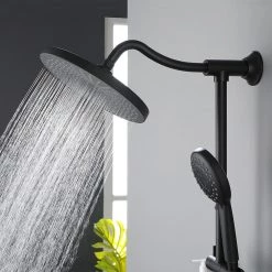 GIVING TREE 4-Spray Function Wall Bar Shower Kit with Showerhead Hand Shower Adjustable Slide Bar and Soap Dish in Matte Black -Bathroom Faucets Store matte black giving tree wall bar shower kits xlhddtfa0169 76 1000