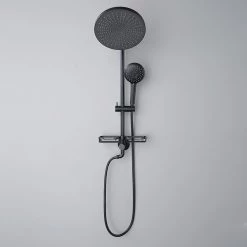 GIVING TREE 4-Spray Function Wall Bar Shower Kit with Showerhead Hand Shower Adjustable Slide Bar and Soap Dish in Matte Black -Bathroom Faucets Store matte black giving tree wall bar shower kits xlhddtfa0169 d4 1000