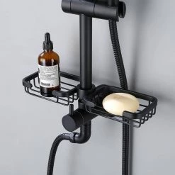 GIVING TREE 4-Spray Function Wall Bar Shower Kit with Showerhead Hand Shower Adjustable Slide Bar and Soap Dish in Matte Black -Bathroom Faucets Store matte black giving tree wall bar shower kits xlhddtfa0169 fa 1000