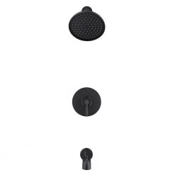Glacier Bay Oswell Single-Handle 1-Spray Tub and Shower Faucet in Matte Black (Valve Included) -Bathroom Faucets Store matte black glacier bay bathtub shower faucet combos hd873x 1910h c3 1000