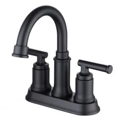 Glacier Bay Oswell 4 in. Centerset 2-Handle High-Arc Bathroom Faucet in Matte Black