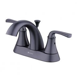 Glacier Bay Vazon 4 in. Centerset 2-Handle High-Arc Bathroom Faucet in Matte Black