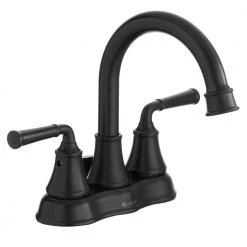 Glacier Bay Dunston 4 in. Centerset 2-Handle High-Arc Bathroom Faucet in Matte Black
