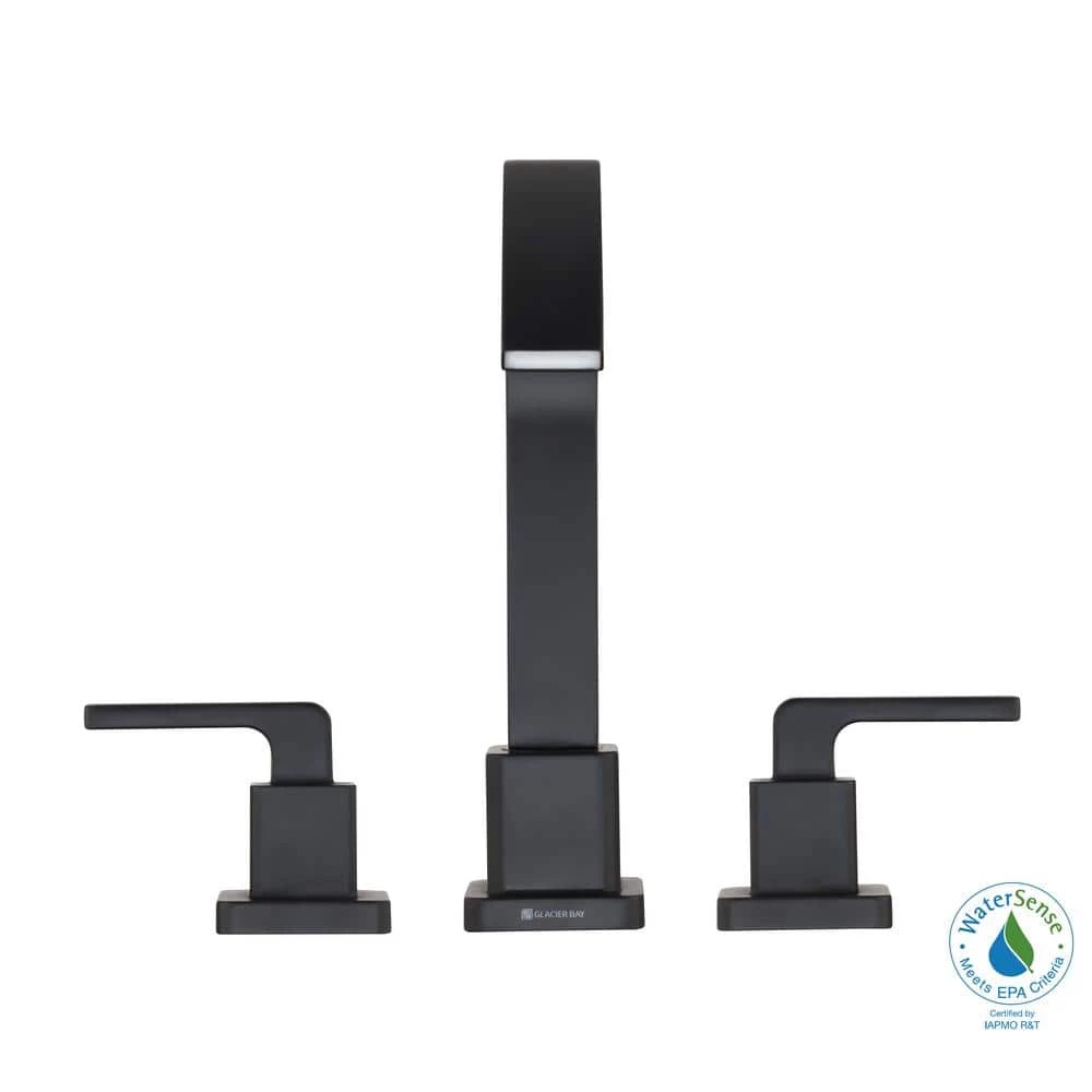 Glacier Bay Farrington 8 in. Widespread 2-Handle High-Arc Bathroom Faucet in Matte Black 5 Glacier Bay Farrington 8 in. Widespread 2-Handle High-Arc Bathroom Faucet in Matte Black - Image 5
