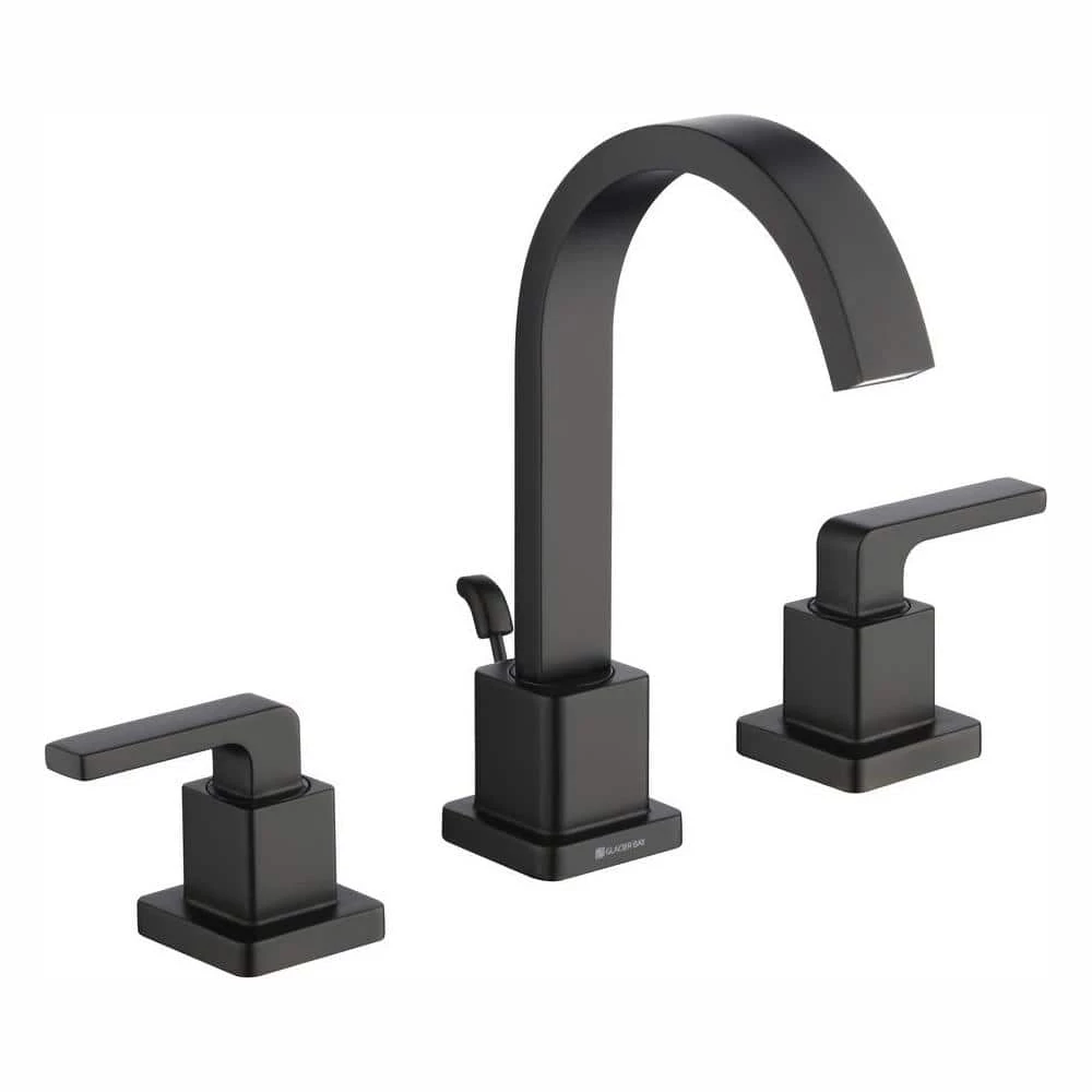 Glacier Bay Farrington 8 in. Widespread 2-Handle High-Arc Bathroom Faucet in Matte Black 1 Glacier Bay Farrington 8 in. Widespread 2-Handle High-Arc Bathroom Faucet in Matte Black