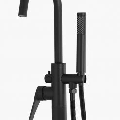 Golden Vantage Single-Handle Freestanding Floor Mount Roman Tub Faucet Bathtub Filler with Hand Shower in Matte Black -Bathroom Faucets Store matte black golden vantage roman tub faucets tf0058 4f 1000