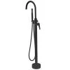 Golden Vantage Single-Handle Freestanding Floor Mount Roman Tub Faucet Bathtub Filler with Hand Shower in Matte Black