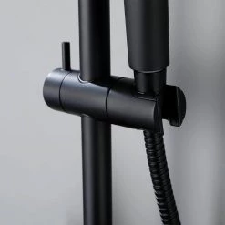 GIVING TREE 5-Spray Patterns with 9 in. Wall Mount Round Shower Head with Message Spray Handheld Shower Head in Matte Black -Bathroom Faucets Store matte black handheld shower heads xlhddtfa0198 44 1000