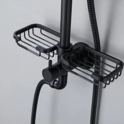 GIVING TREE 5-Spray Patterns with 9 in. Wall Mount Round Shower Head with Message Spray Handheld Shower Head in Matte Black -Bathroom Faucets Store matte black handheld shower heads xlhddtfa0198 fa 1000