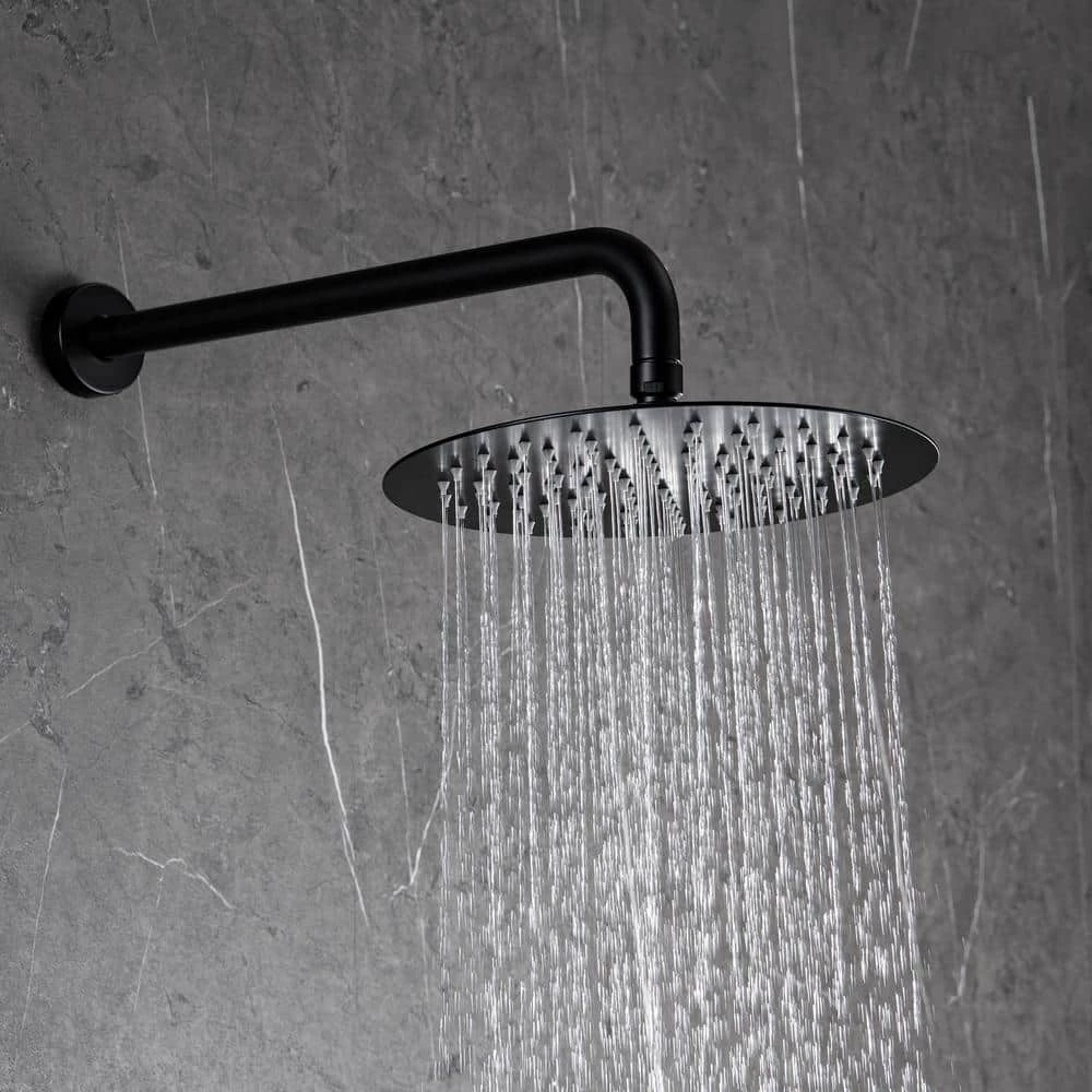 IHOMEadore 1-Spray Round Hand Shower and Showerhead from Wall Combo Kit with Slide Bar and Valve in Matte Black 5 IHOMEadore 1-Spray Round Hand Shower and Showerhead from Wall Combo Kit with Slide Bar and Valve in Matte Black - Image 5