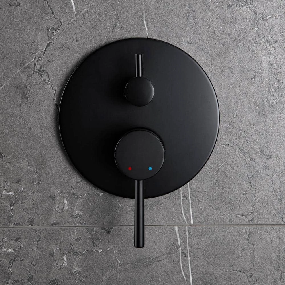 IHOMEadore 1-Spray Round Hand Shower and Showerhead from Wall Combo Kit with Slide Bar and Valve in Matte Black 4 IHOMEadore 1-Spray Round Hand Shower and Showerhead from Wall Combo Kit with Slide Bar and Valve in Matte Black - Image 4