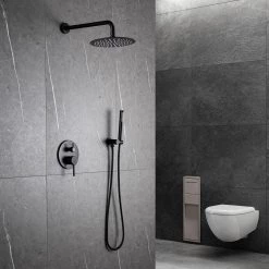 IHOMEadore 1-Spray Round Hand Shower and Showerhead from Wall Combo Kit with Slide Bar and Valve in Matte Black 10 IHOMEadore 1-Spray Round Hand Shower and Showerhead from Wall Combo Kit with Slide Bar and Valve in Matte Black -Bathroom Faucets Store matte black ihomeadore wall bar shower kits rcs81001mb c3 1000