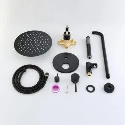 IHOMEadore 1-Spray Round Hand Shower and Showerhead from Wall Combo Kit with Slide Bar and Valve in Matte Black 14 IHOMEadore 1-Spray Round Hand Shower and Showerhead from Wall Combo Kit with Slide Bar and Valve in Matte Black -Bathroom Faucets Store matte black ihomeadore wall bar shower kits rcs81001mb fa 1000