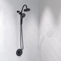 KEENEY Belanger 2-Spray 6 in. Dual Shower Head and Handheld Shower Head with Low Flow in Matte Black 15 KEENEY Belanger 2-Spray 6 in. Dual Shower Head and Handheld Shower Head with Low Flow in Matte Black -Bathroom Faucets Store matte black keeney dual shower heads sym022mb 31 1000
