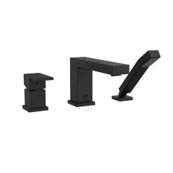 KEENEY Belanger Single-Handle Deck-Mount Roman Tub Faucet with Hand Shower in Matte Black