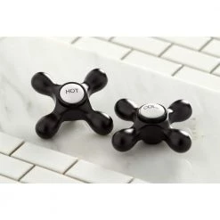 Kingston Brass Victorian Cross 8 in. Widespread 2-Handle Bathroom Faucet in Matte Black -Bathroom Faucets Store matte black kingston brass widespread bathroom faucets hkb1970ax 31 1000