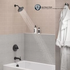 KOHLER Setra Single-Handle 3-Spray Tub and Shower Faucet in Matte Black (Valve Included) -Bathroom Faucets Store matte black kohler bathtub shower faucet combos k r29667 4g bl 31 1000