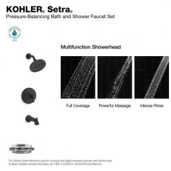 KOHLER Setra Single-Handle 3-Spray Tub and Shower Faucet in Matte Black (Valve Included) -Bathroom Faucets Store matte black kohler bathtub shower faucet combos k r29667 4g bl 4f 1000