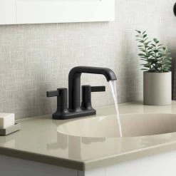 KOHLER Ashan 4 in. Centerset 2-Handle Bathroom Faucet in Matte Black -Bathroom Faucets Store matte black kohler centerset bathroom faucets k r27137 4d bl 40 1000